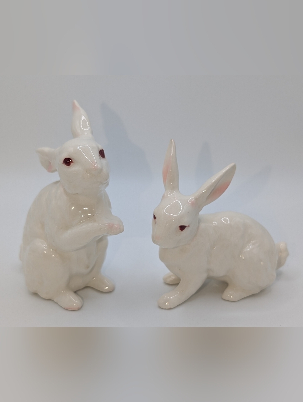 Vintage Norcrest 2 Rabbit Bunny Ceramic Figures Japan Easter